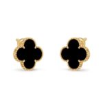 VAN CLEEF AND ARPELS 18k Magic Alhambra earrings, 2 motifs, onyx - Image 2