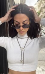 CHANEL White CC Enamel Chain Necklace Belt - Image 5