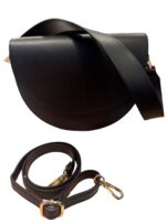 LOET Black Leather Semicircle Bag - Image 8